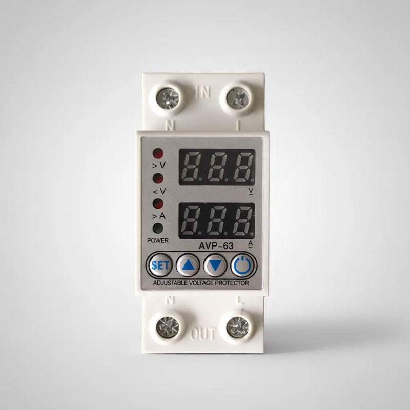 Protector Digital Ajustable Voltaje Amperaje 63a 220v Din Beige