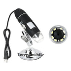 Microscopio Digital Usb 1600x Pc Notebook Celular Tab 8 Leds Negro