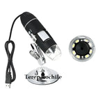 Microscopio Digital Usb 1600x Pc Notebook Celular Tab 8 Leds Negro