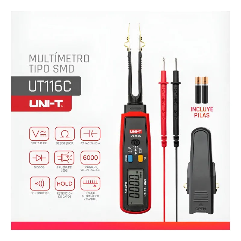 Multímetro Digital Lcd Uni-t Ut116c Smd Con Pinza