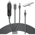 Cable Cargador De Auto 3 En 1 Para Starlink Mini Tipo C 2mt Negro Y Gris