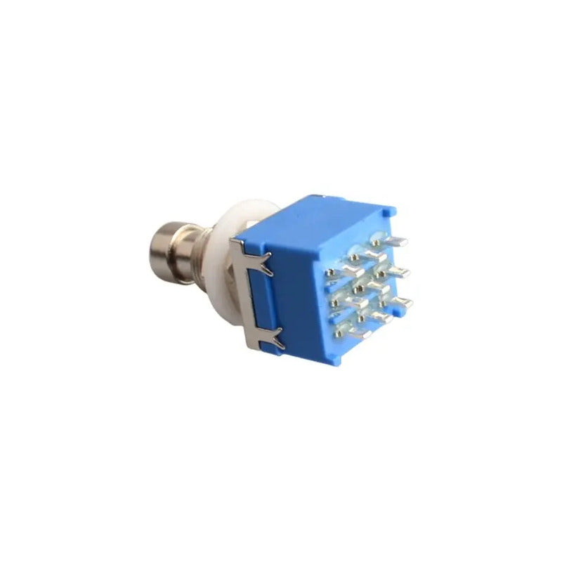 Switch Presion Pulsador Interruptor Pedalera 3pdt 9 Pines Azul Silver