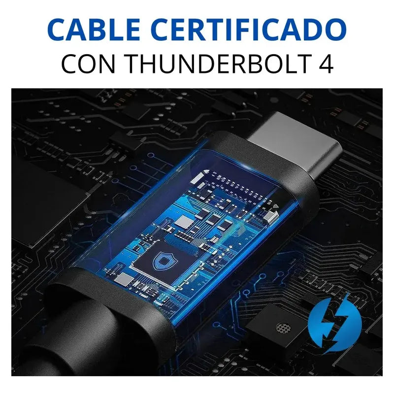 Cable Usb-c 4.0 Para Thunderbolt 4 40gbps 100w 8k 60hz 4k 1m Negro