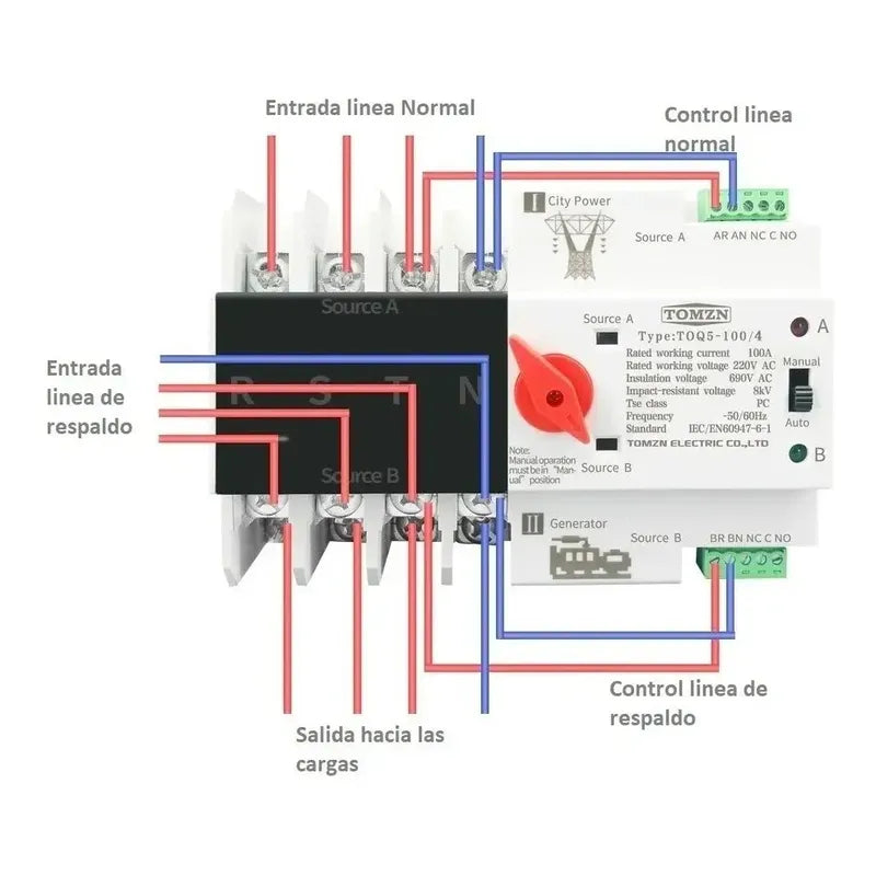 Switch Ats Transferencia Automatico Trifásico 100a 4f 220v Beige