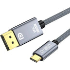 Cable Usb C A Displayport 1.4 8k 60hz 4k 144hz 2 Metros Alta Velocidad Resolución Gris
