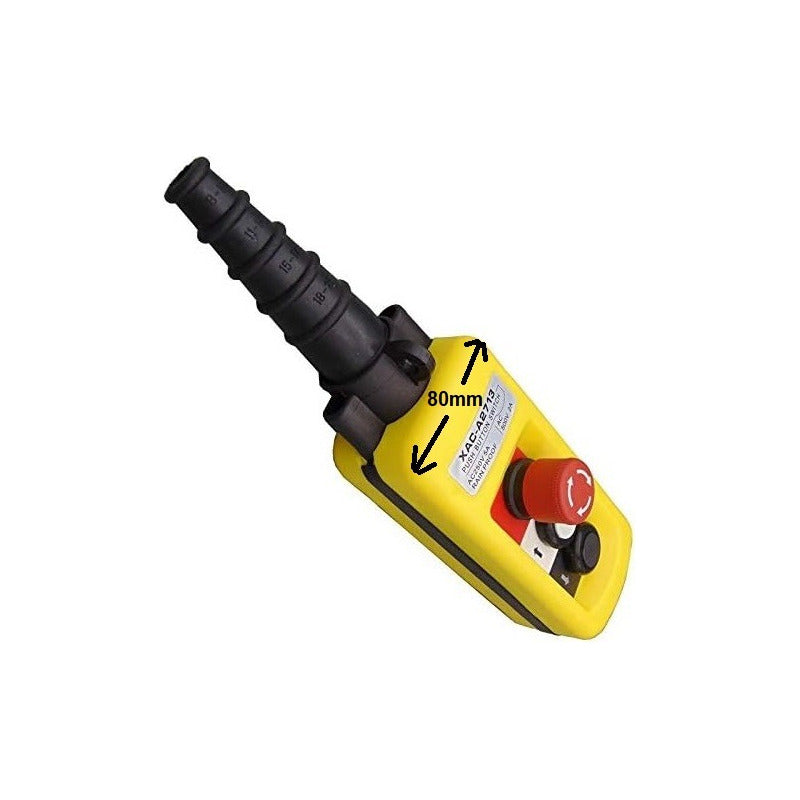 Botónera Switch Puente Grua 3 Botones - 1 Eje Con Emergencia Amarillo