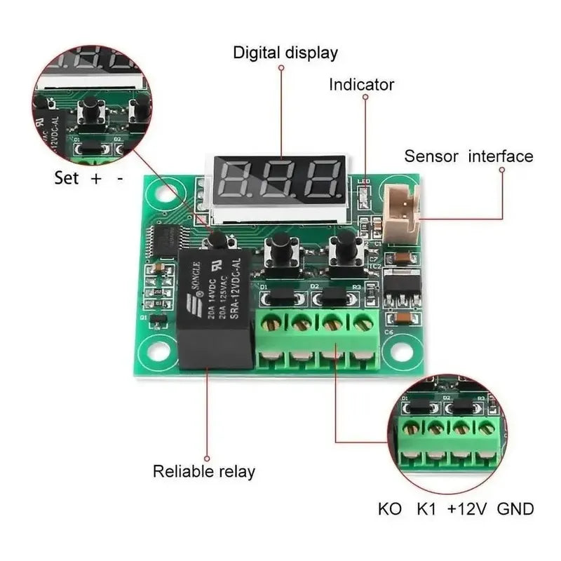 Termostato Digital Relé Control Temperatura W1209 + Caja