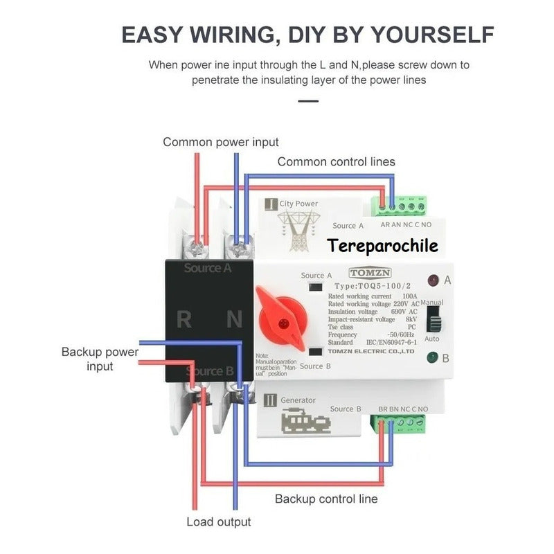 Interruptor Ats Transferencia Automática 100a Monofásico Mcb Beige