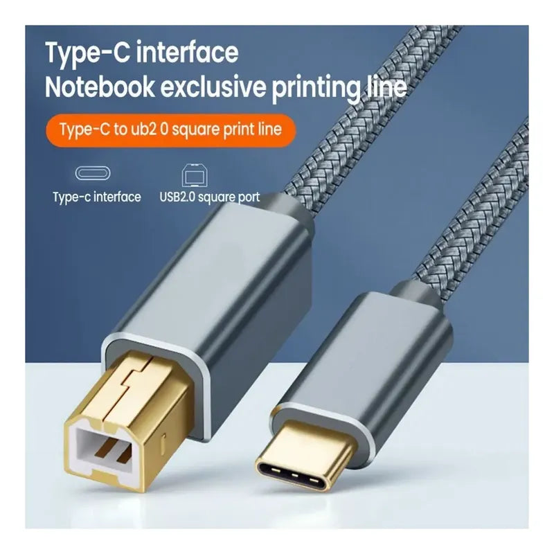 Cable Usb Tipo C A Usb-b 2.0 Impresora 2m Para Mac/pc/androi