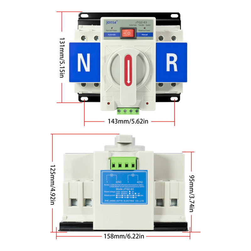 Switch Interruptor Transferencia Automatica 63a Ats 220v Mcb Azul Plomo