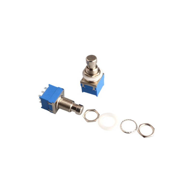 Switch Presion Pulsador Interruptor Pedalera 3pdt 9 Pines Azul Silver