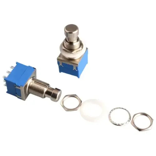 Switch Presion Pulsador Interruptor Pedalera 3pdt 9 Pines Azul Silver
