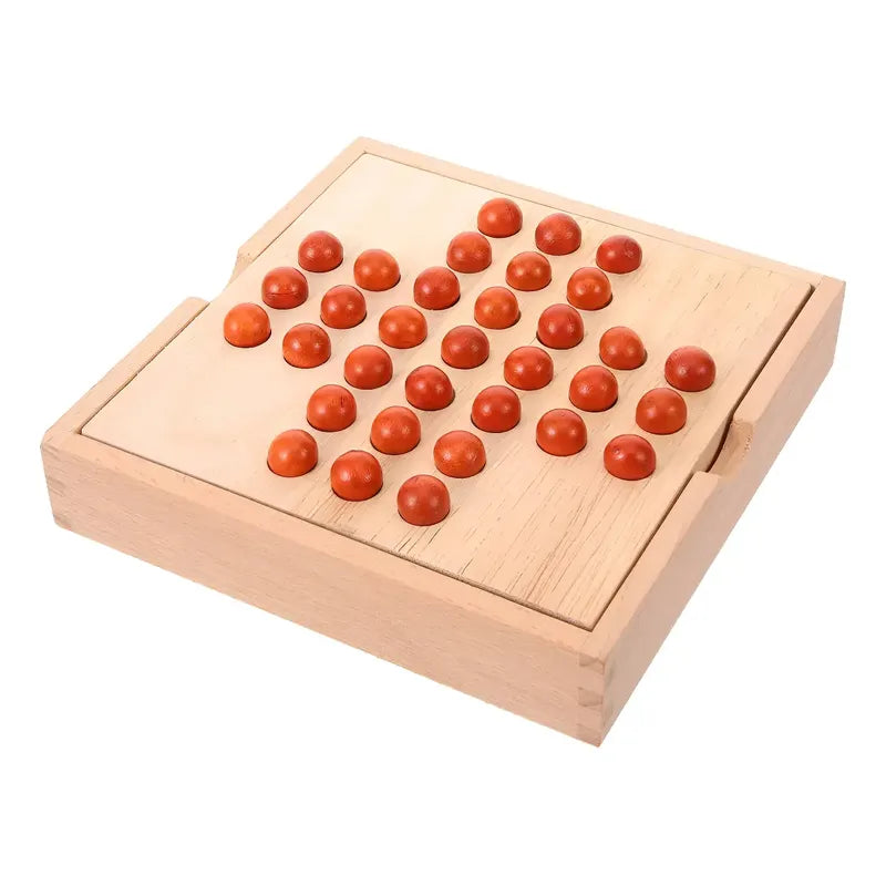 Juego Solitario Senku Artesanal 35 Piezas Madera Iq Puzzle