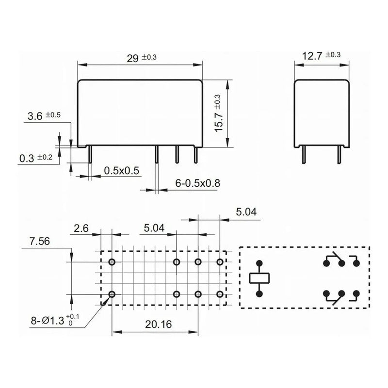 Rele Relay Rb-212df6 Rb212df6 12v Dc 8 Pines