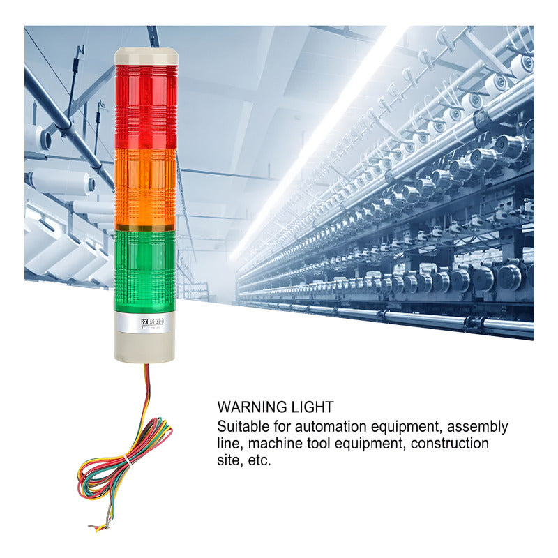 Baliza Industrial Semaforo + Sirena Luz Roja Ambar Verde 220