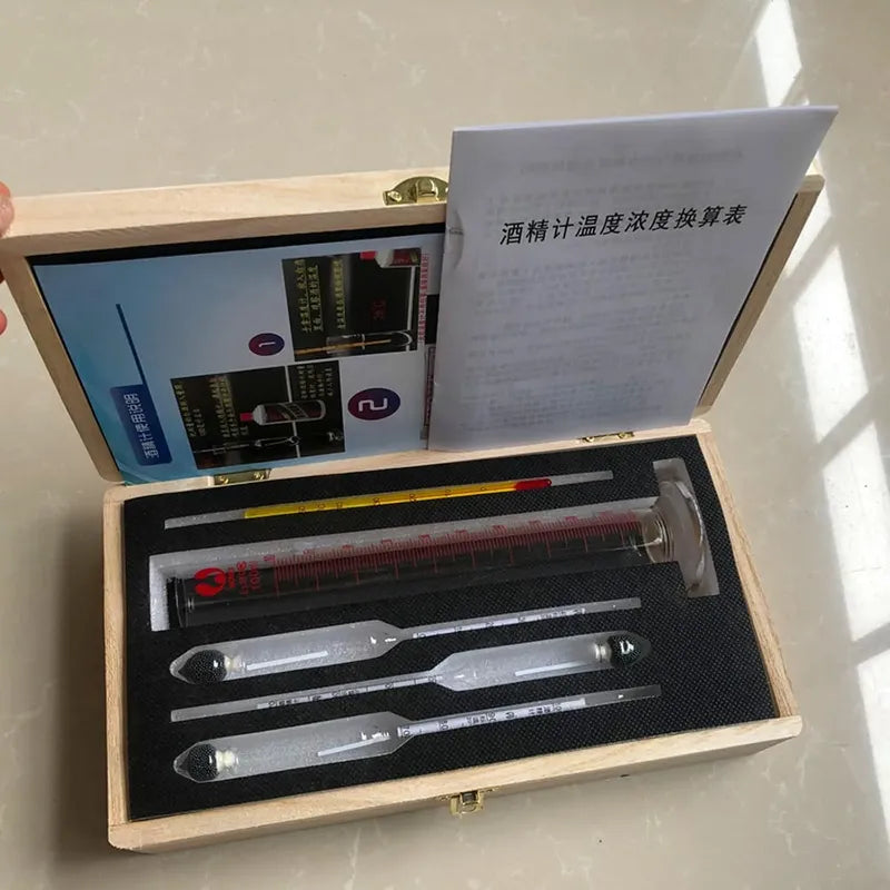 Kit Medidor Alcohol 0-100% Destilados Termometro Densimetro