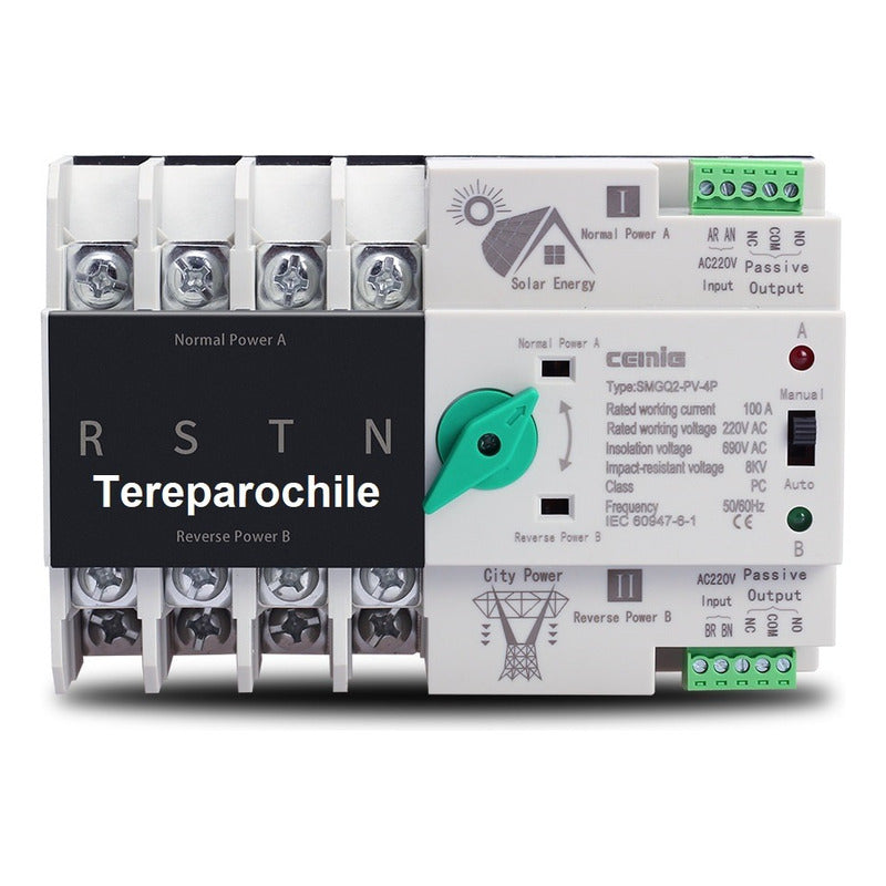 Ats Transferencia Automática 125a Trifásico Din Solar 380v