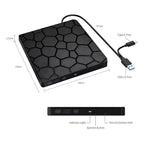 Lector Grabador Dvd Cd Externa Usb3.0 Usb C Otg Portatil Negro