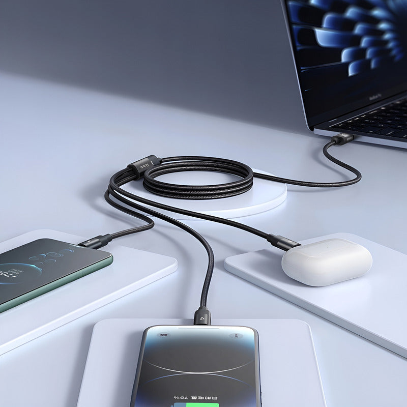 Cable Cargador Usb 3 En 1 Para Lightning Tipo-c Y Micro Usb