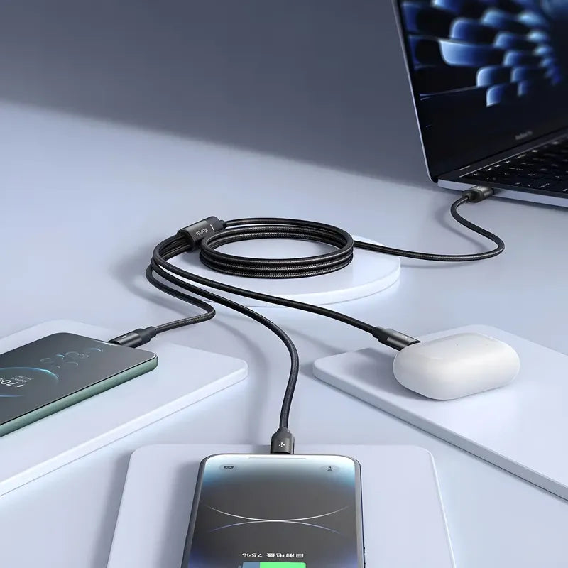 Cable Cargador Usb 3 En 1 Para Lightning Tipo-c Y Micro Usb