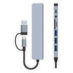 Hub Usb/tipoc 8 En 1 Puertos Usbc Usb2.0 Usb3.0 Sd  Tf Jack Negro