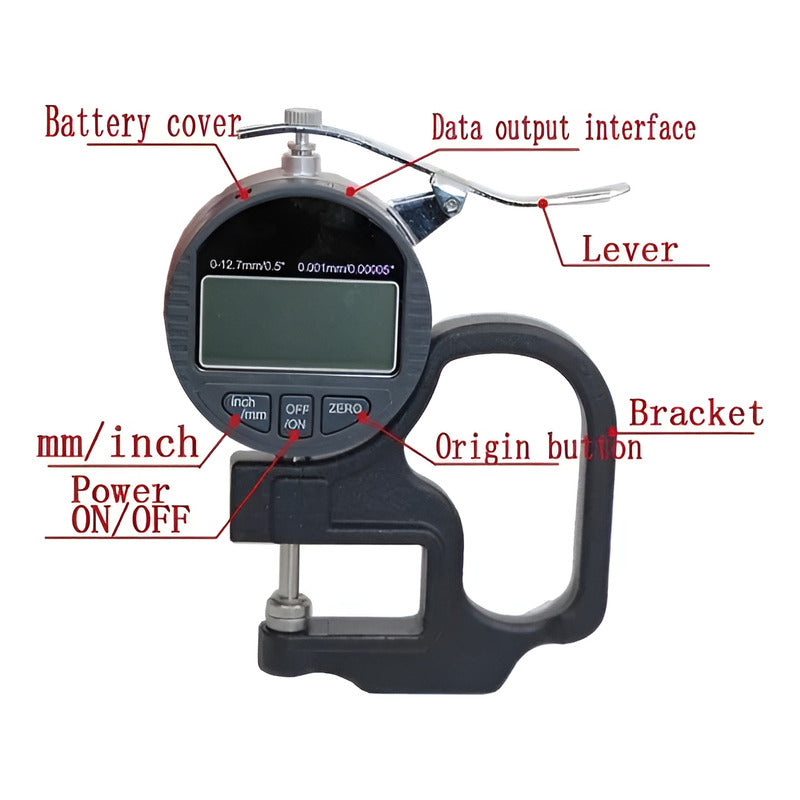 Micrometro Digital Medidor Espesor 0.001mm Plano 0 A 12.7mm 0 Mm 1.27 Cm
