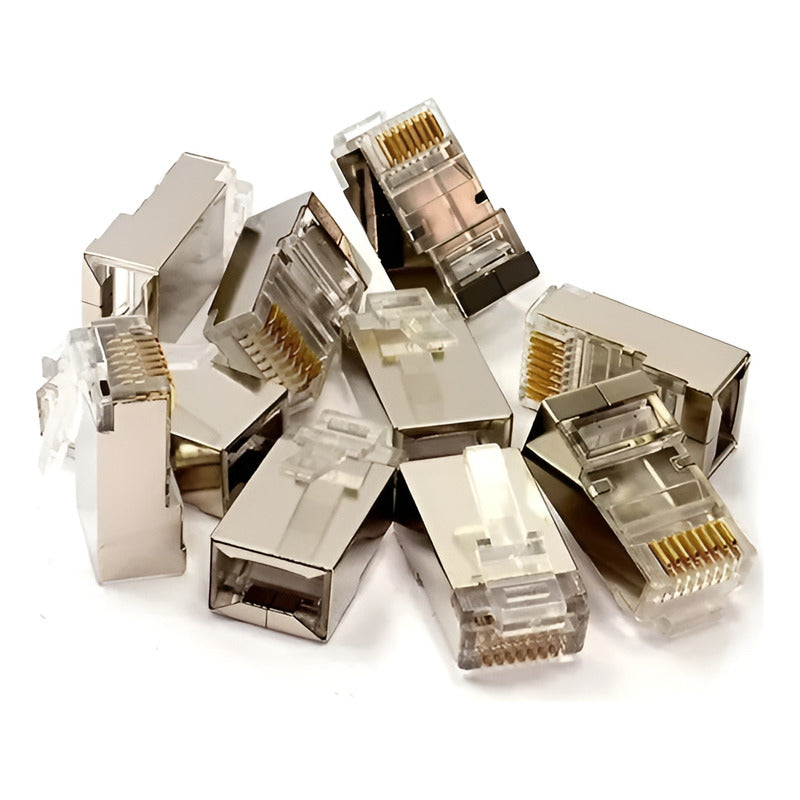 10 X Conectores Rj45 Red Cat6 En Metal Ftp Cat5 5e 10 Unid