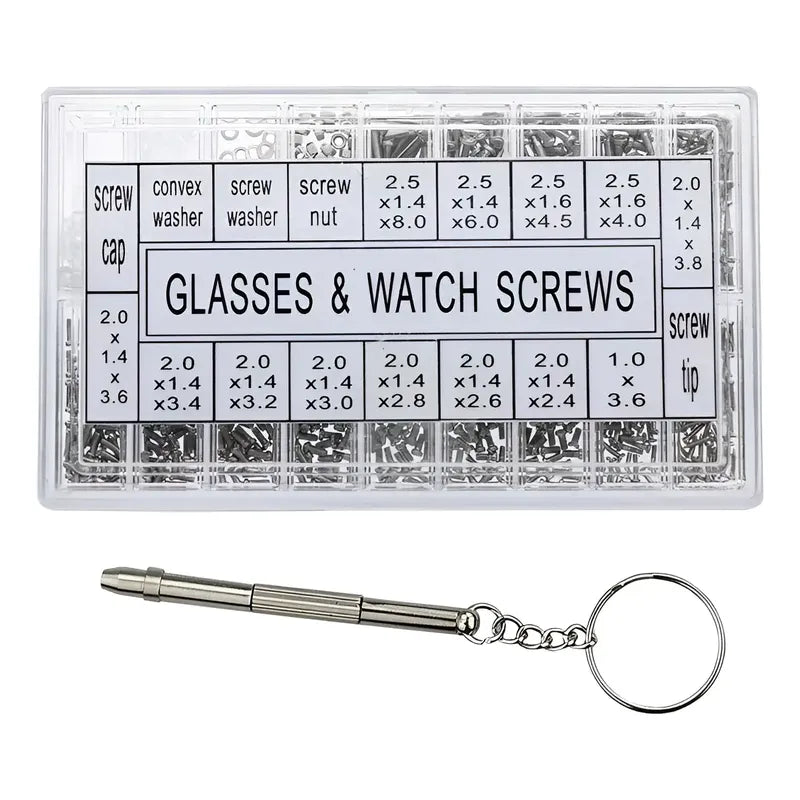 Set 1000pcs Tornillos Pernos Lentes Tuercas Arandelas Gafas