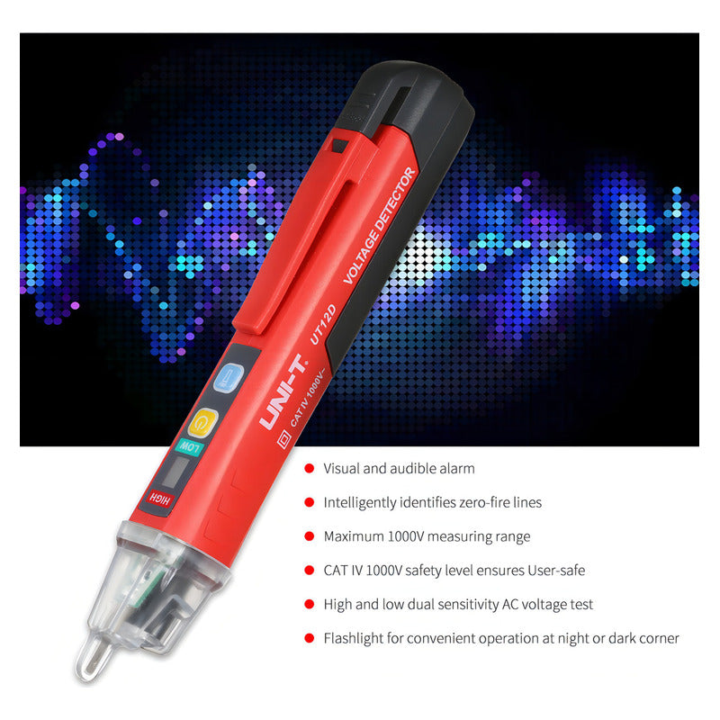 Tester Detector Fase Buscapolo Voltaje Uni-t Portatil 1000v Rojo Y Negro