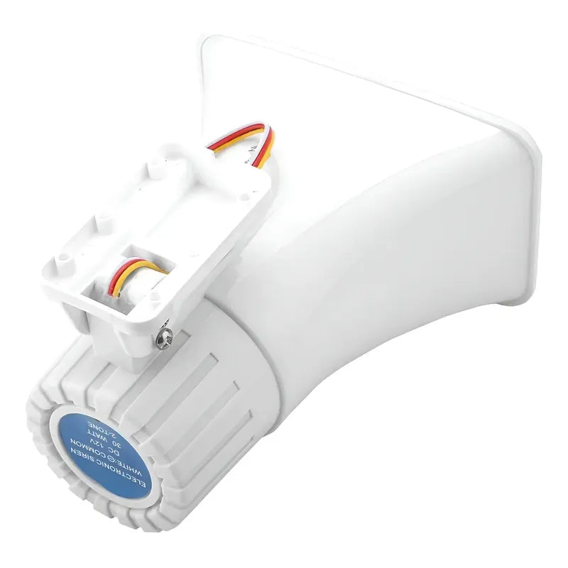 Sirena Advertencia Bocina Blanca Doble Tono 130db 12v 30w Blanco