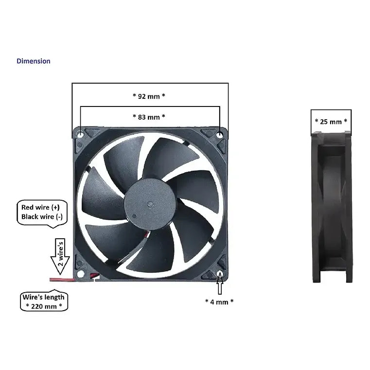 Ventilador Cooler Fan Soldadora 12v Gx9225 92mm X 25mm 9225