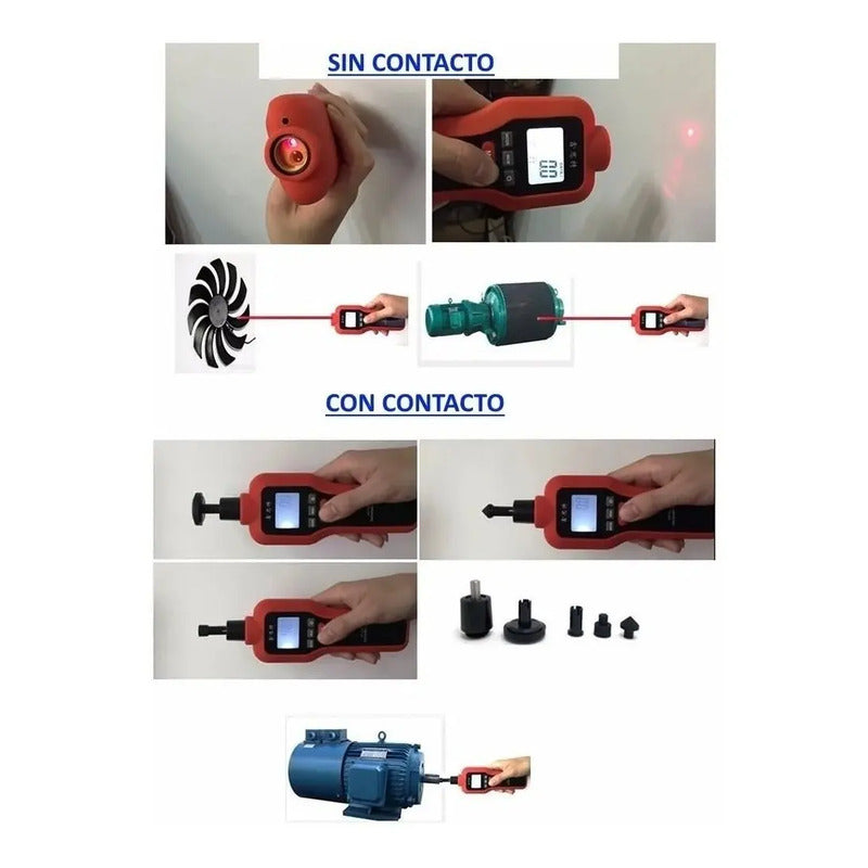 Tacometro Digital Hti Con Y Sin Contacto 20000 Rpm Industria Negro