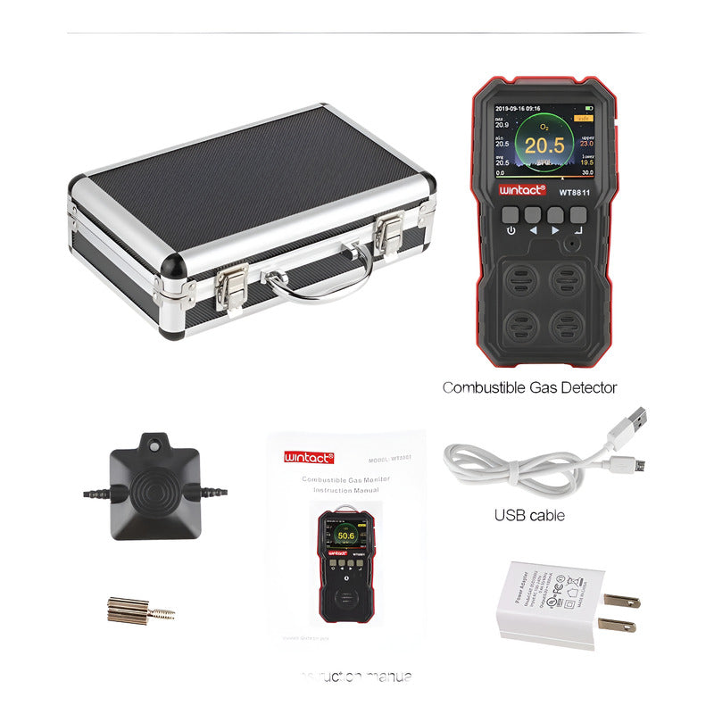 Medidor Detector De Gas Y Combustibles 4 En 1 Lel O2 H2s Co Negro