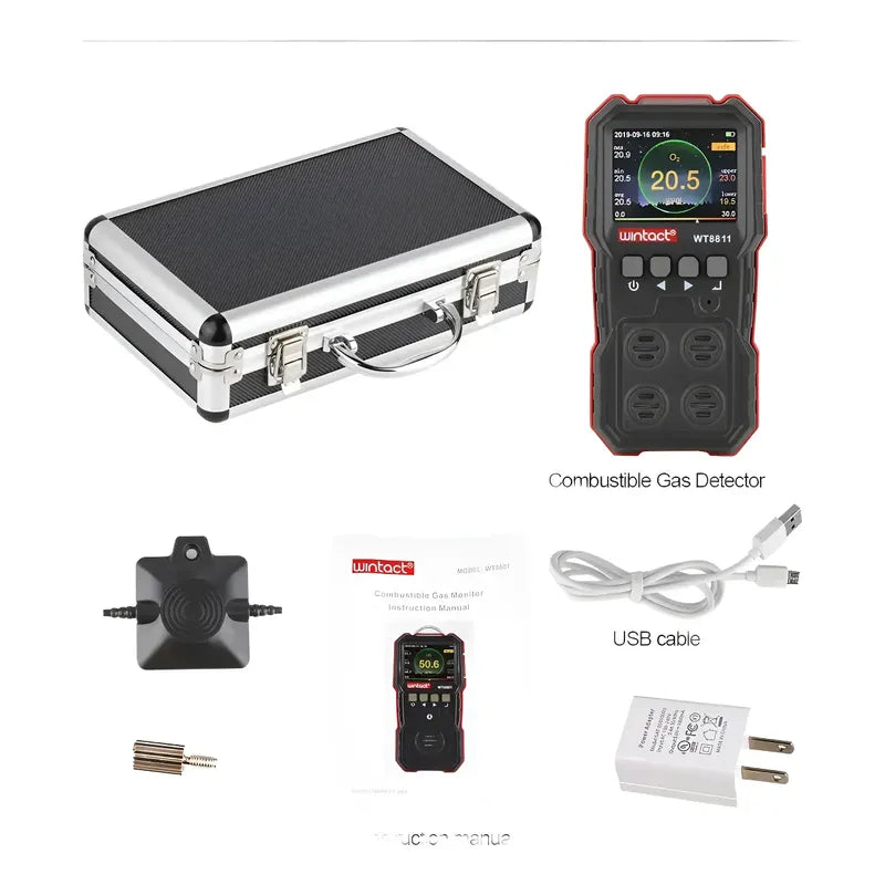 Medidor Detector De Gas Y Combustibles 4 En 1 Lel O2 H2s Co Negro