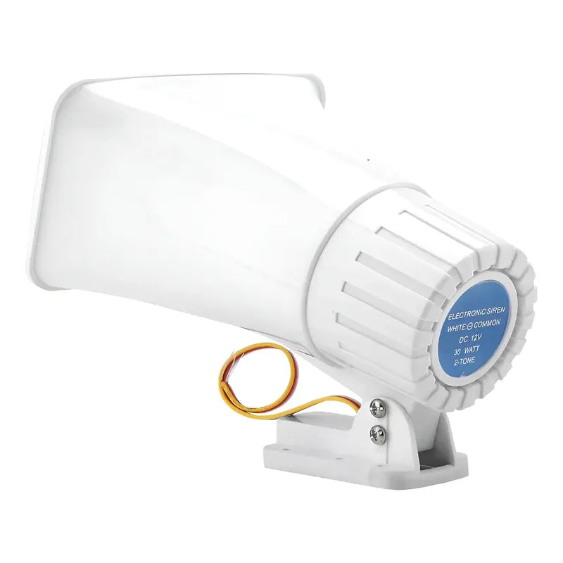 Sirena Advertencia Bocina Blanca Doble Tono 130db 12v 30w Blanco