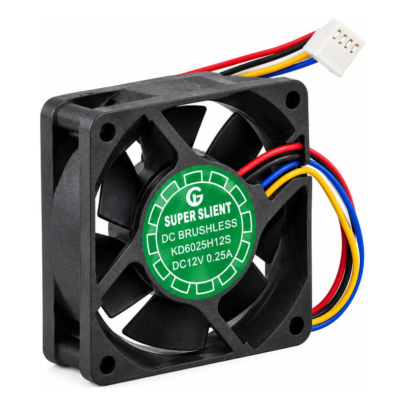 Ventilador Fan Cooler Kd6025h12d 12v 60x25mm 4 Cables Negro