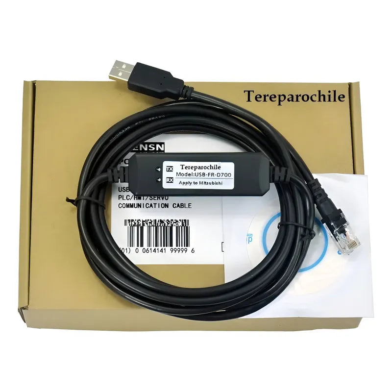 Cable De Programación Usb A Rj45 Para Vfd Mitsubishi Fr-d700 Negro