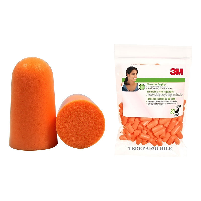 Pack 160 Tapones 3m Protectores Auditivos Oído Desechables Naranja