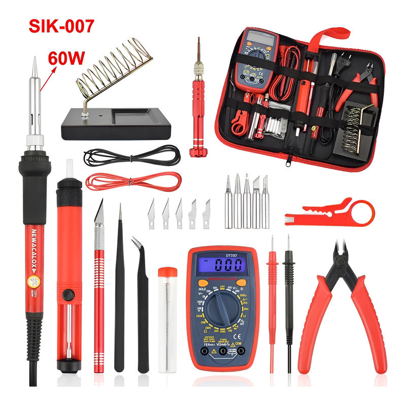 Kit Estuche Soldador Cautin Tester Pinzas Desatornillador