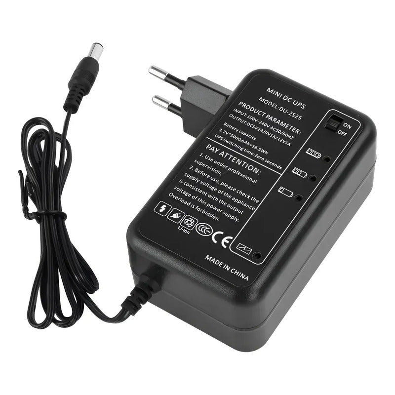 Mini Ups Portátil Dc 12v 9v 5v 5000mah Router Cámaras Negro