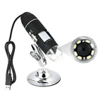 Microscopio Digital Usb 1600x Pc Notebook Celular Tab 8 Leds Negro