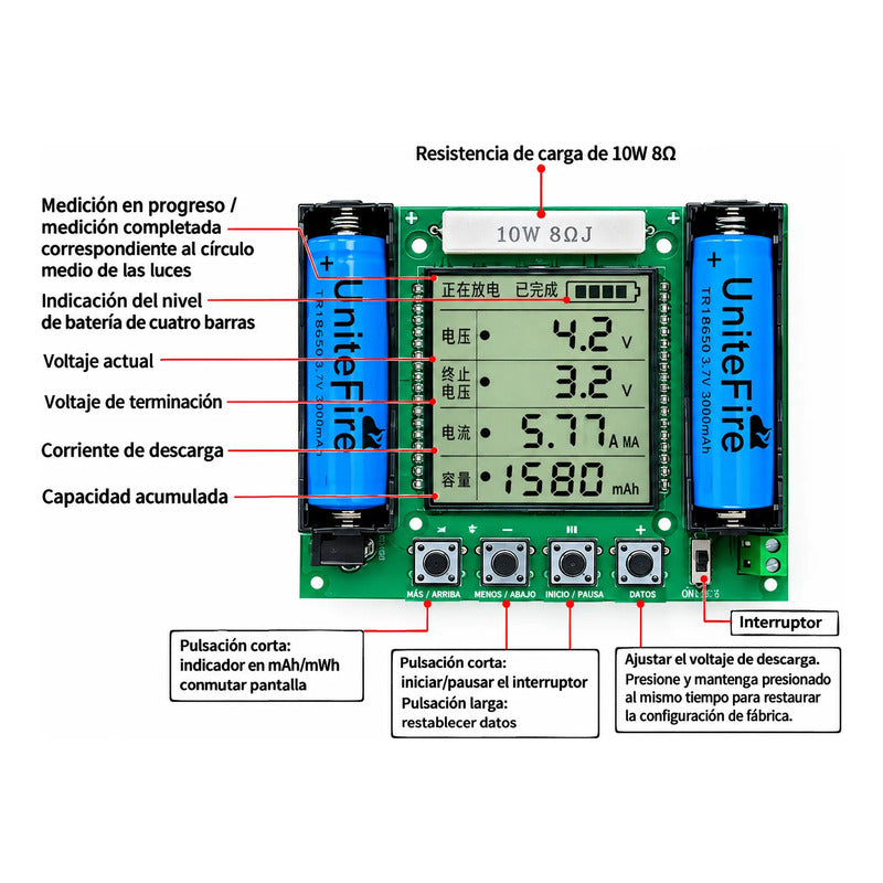 Comprobador Capacidad Baterias 18650 Alta Precision Mah