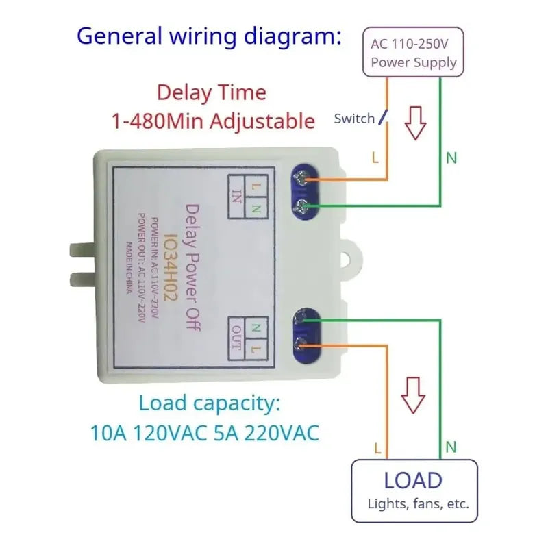 Relay Temporizador De Retardo A Desconexion Ac 110-220v