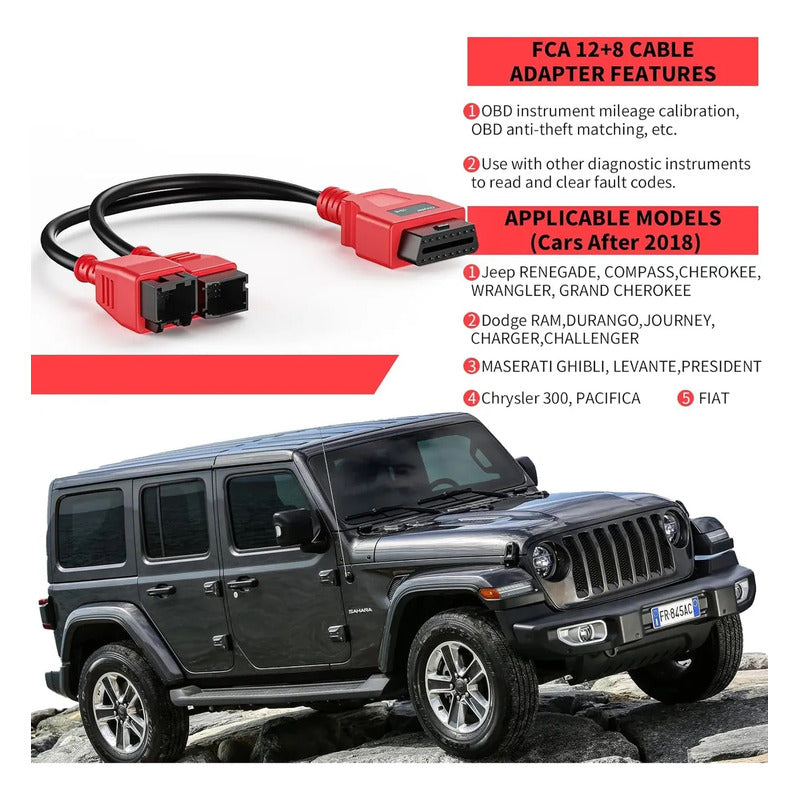 Adaptador Obdii Obd2 Fca 12+8 Para Fiat Chrysler Jeep Dodge