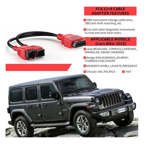 Adaptador Obdii Obd2 Fca 12+8 Para Fiat Chrysler Jeep Dodge