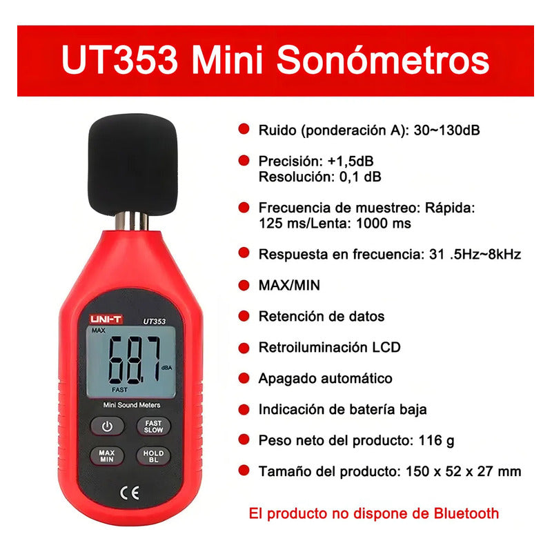Sonometro Medidor Nivel De Sonido Digital 30-130db Ut353