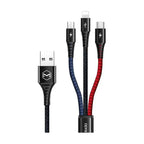 Cable Cargador Usb 3 En 1 Tipo-c Micro Usb Y Para Lightning Negro