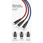 Cable Cargador Usb 3 En 1 Tipo-c Micro Usb Y Para Lightning Negro