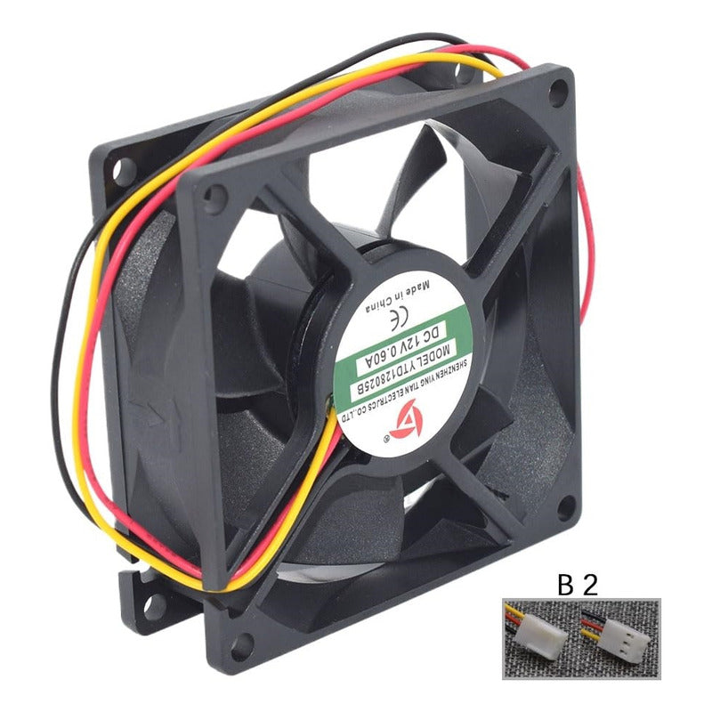 Cooler Ventilador Fan Cooler Ytd128025b 12v 8cm 8025 3 Pines