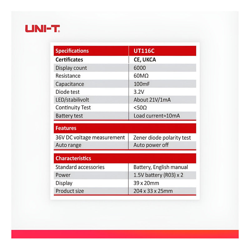 Tester Multimetro Smd Uni-t Ut116c Probador Pinza Digital
